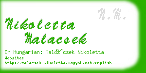 nikoletta malacsek business card